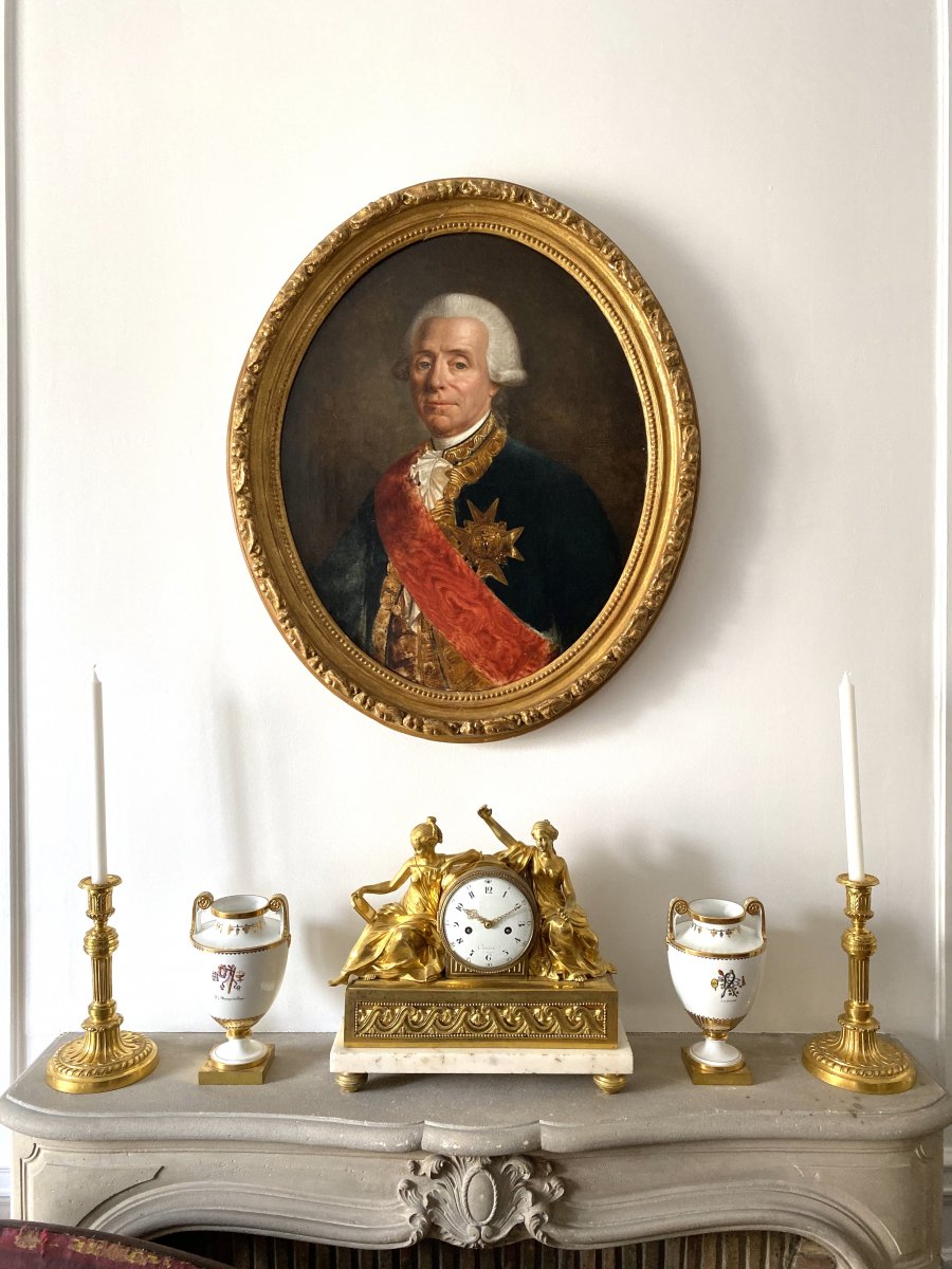 Oil On Canvas, Portrait Of Charles René Fourcroy De Ramecourt  By Pinchon-photo-2
