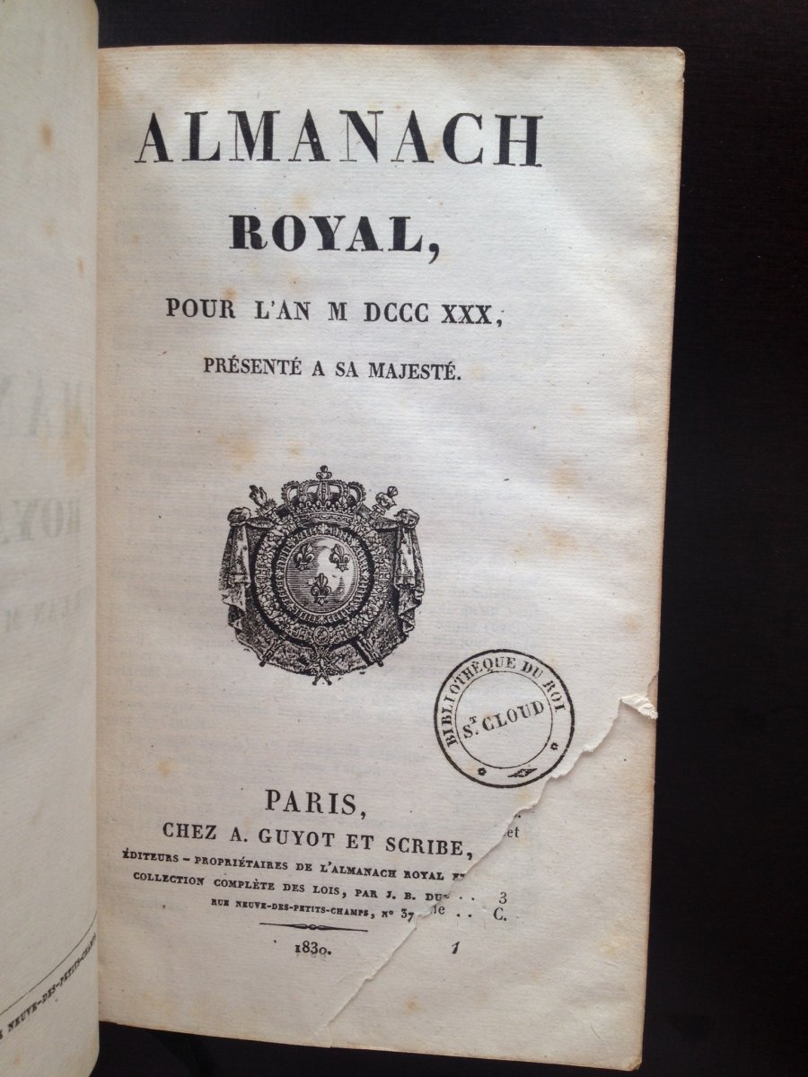 Rare Royal Almanac Of 1830 With Arms Of King Charles X For The Library Of Saint-cloud Palace-photo-3