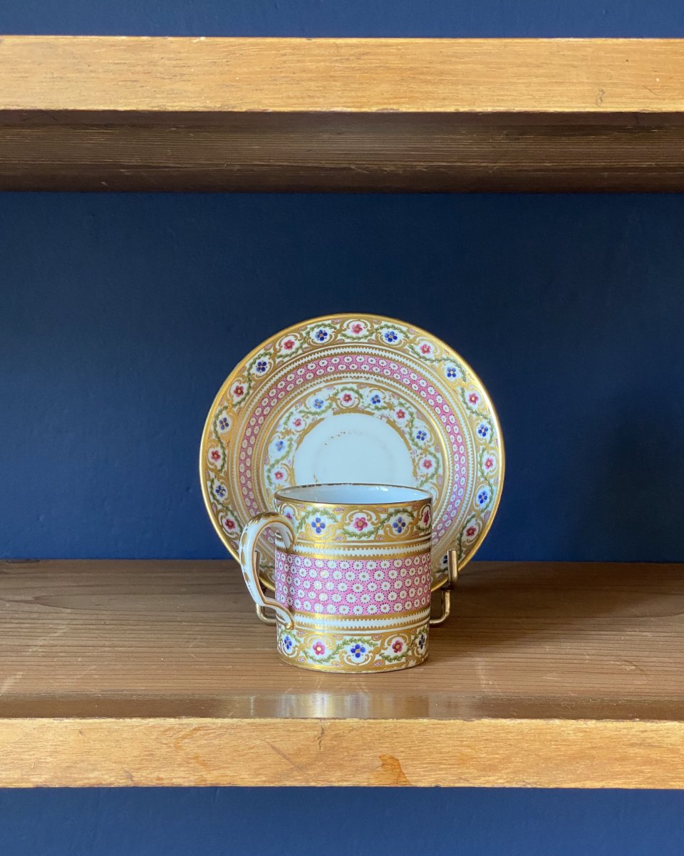 Paris Porcelain Cup And Saucer Louis XVI Style From 18th Century-photo-2