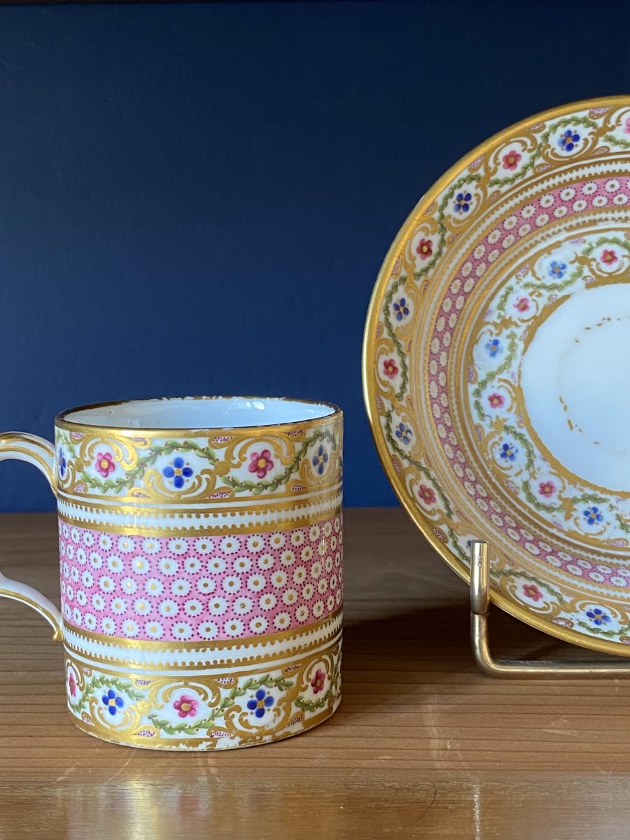 Paris Porcelain Cup And Saucer Louis XVI Style From 18th Century-photo-4