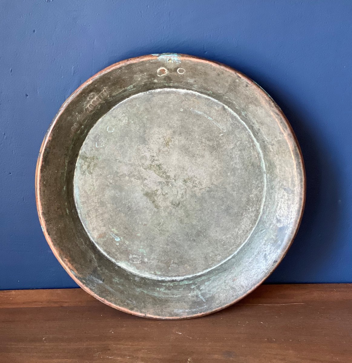Copper Pie Dish  With Its  Suspension Ring From The Château De Meudon-photo-3