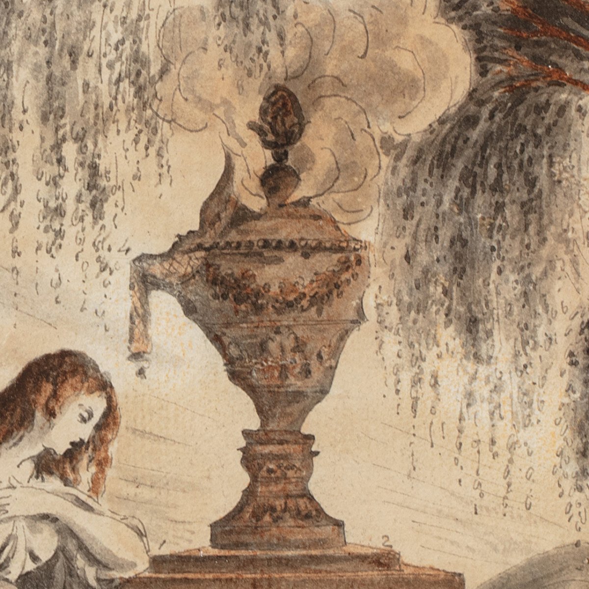 Rare Seditious Watercolor With Profiles Of Louis XVI, Marie-antoinette And The Royal Family-photo-3