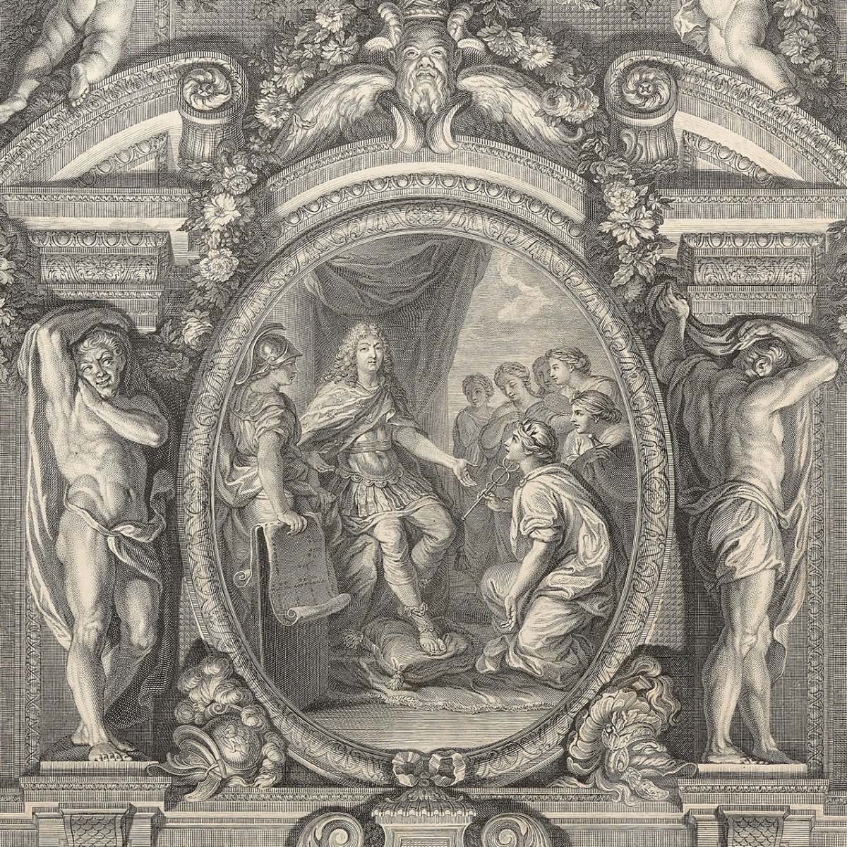 Estampe à l'Eau-forte Figurant Louis XIV, Roi De France (1638-1715). -photo-2