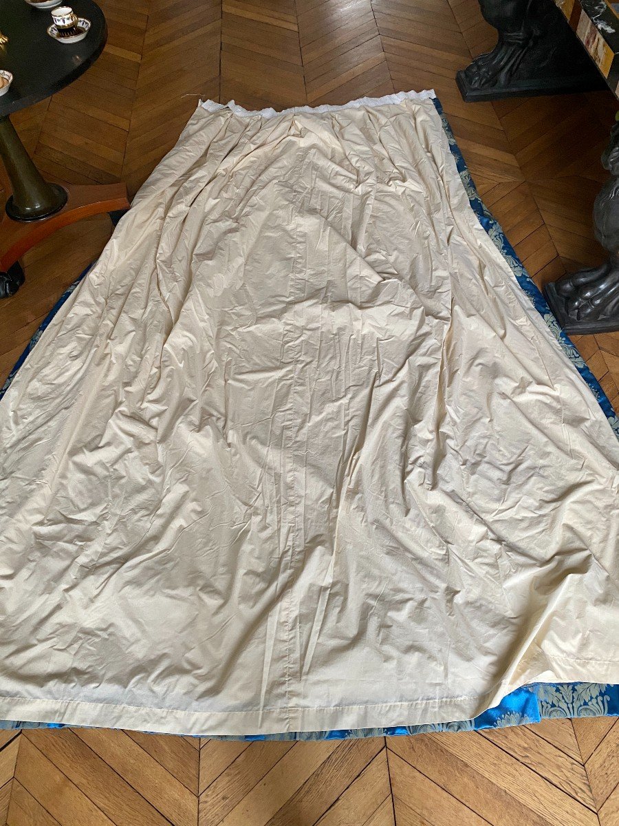Paire De Rideaux En Satin Bleu Roi-photo-4