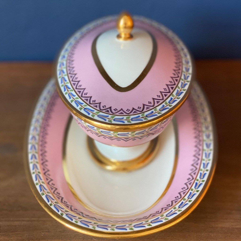 Sèvres Porcelain Sugar Bowl & Its Tray From The Service Delivered To Comte De La Rochejaquelein-photo-4