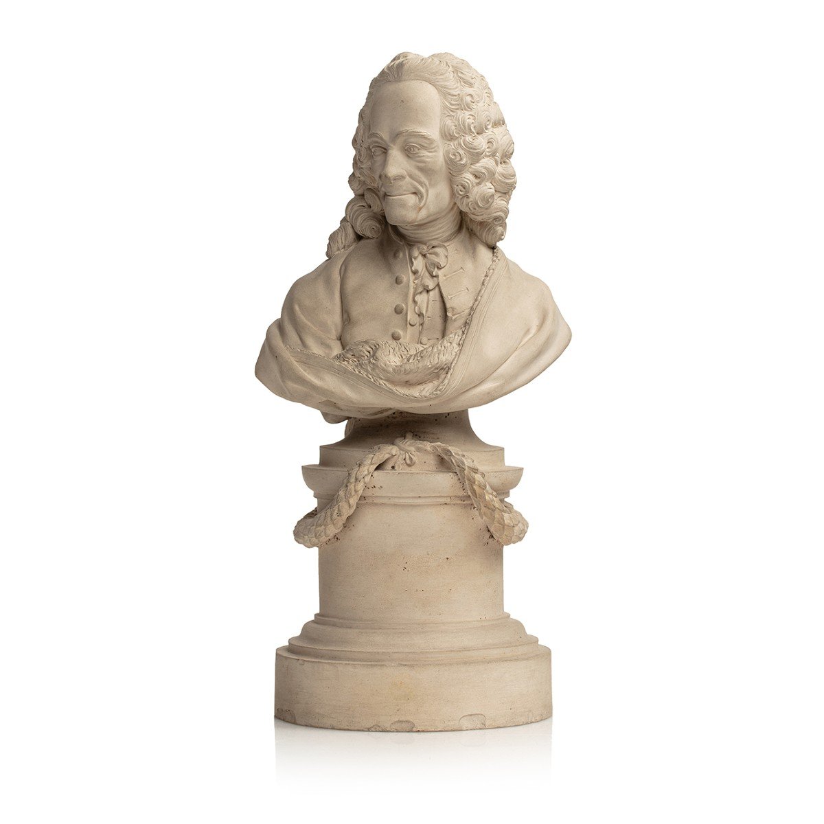 A 18th Century Bust Of Voltaire In Earthenware By Paul-louis Cyfflé 