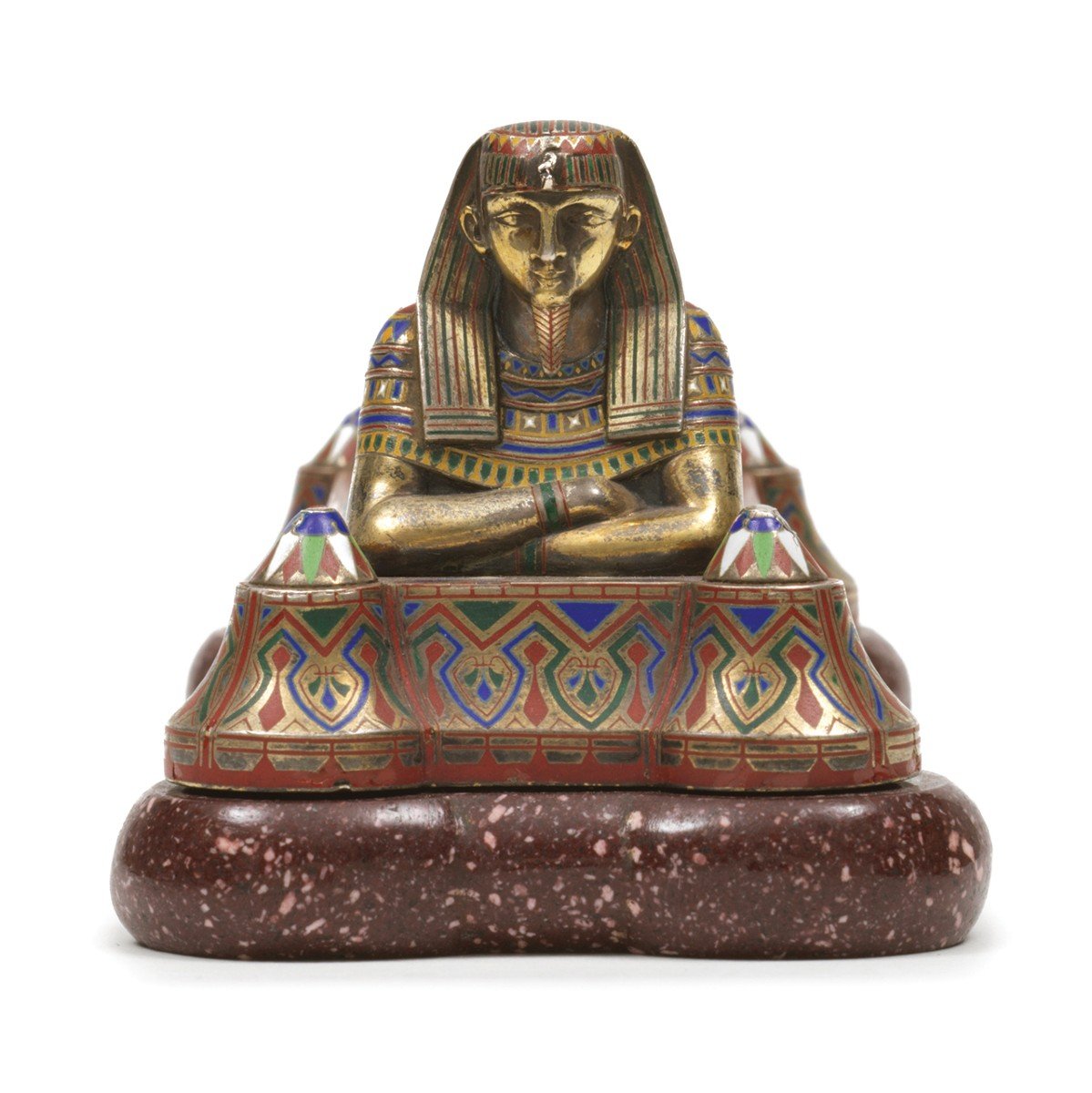 A Russian Egyptomania 88 Silver-gilt & Porphyry Paperweight, St Petersburg XIXth Century-photo-3