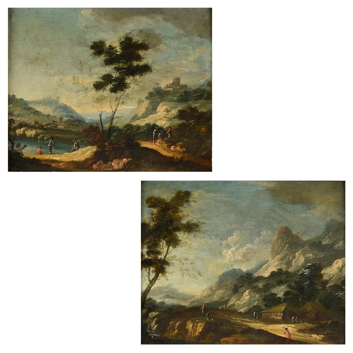 Pair Of Oil On Canvas, Circle Of Marco Ricci (1676-1730), Country Landscapes