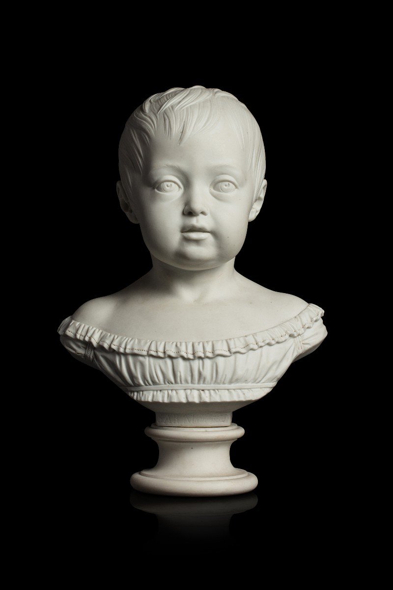 Rare Buste En Biscuit De Sèvres, Portrait De La Princesse Louise d'Artois