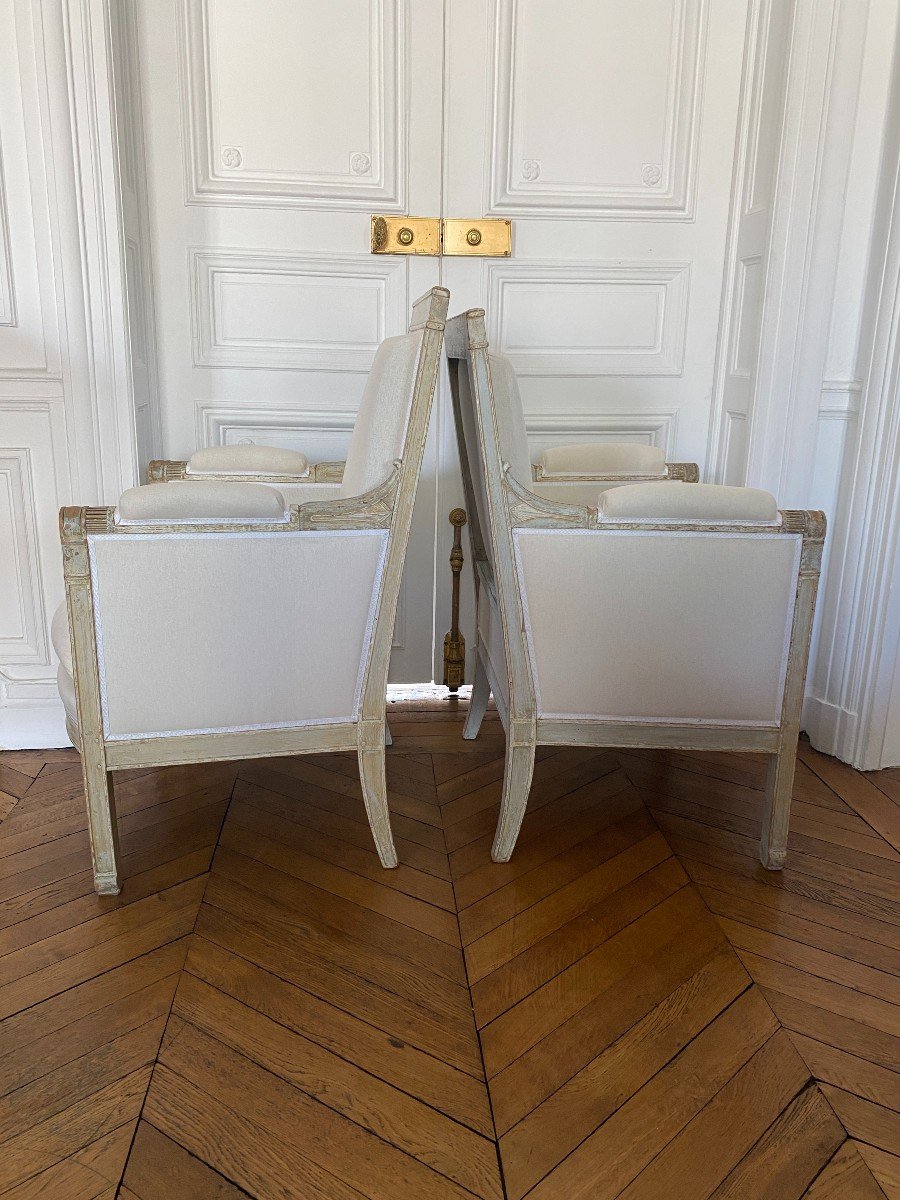 Rare Royal & Imperial Set Of 3 Bergeres And 2 Chairs Of Empire Period From The Chateau De Fontainebleau-photo-6