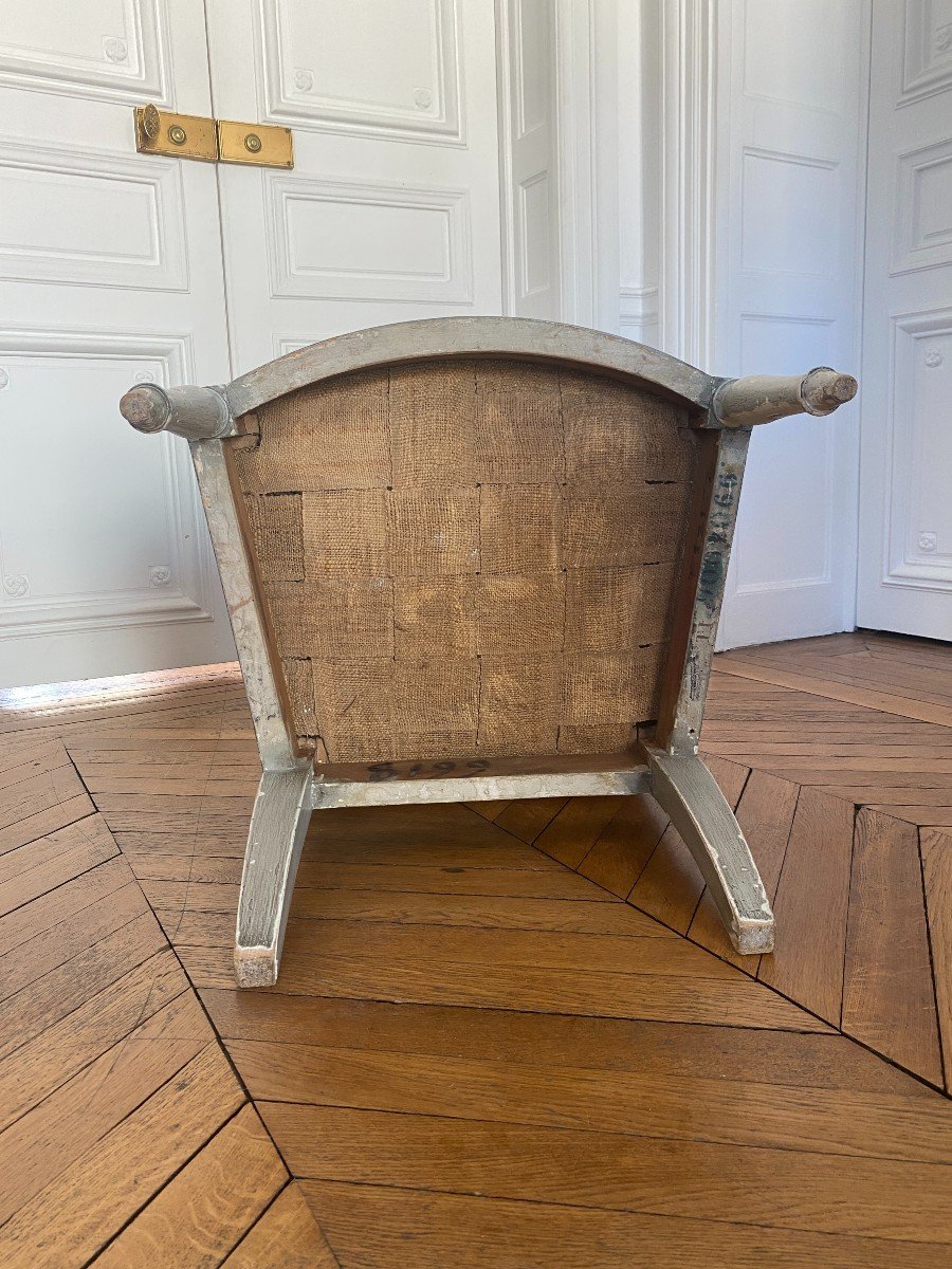 Rare Fauteuil Provenant du Château de Fontainebleau d'époque Empire-photo-4