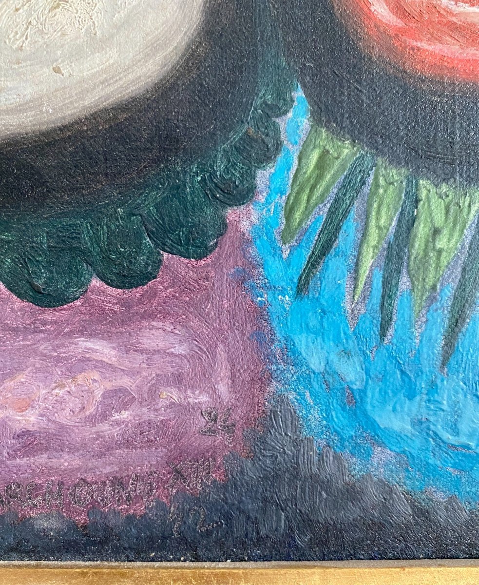 Serge Charchoune (1888- 1975), Composition, Oil On Cardboard, 1942.-photo-1