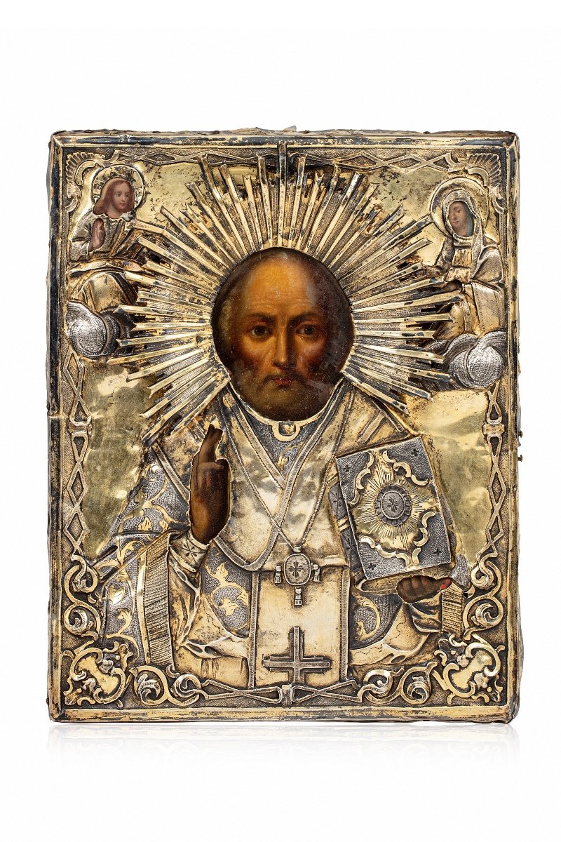 Icône russe orthodoxe de Saint Nicolas Le Thaumaturge