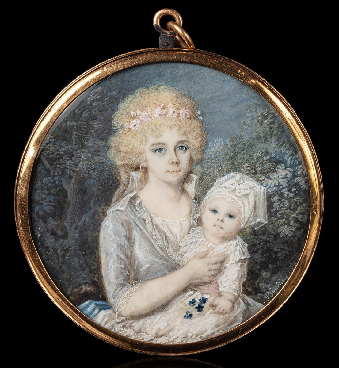 Boudin (actif Vers 1785-1810), Madame Geoffroy tenant dans les bras sa fille Marie-Adélaïde-photo-1