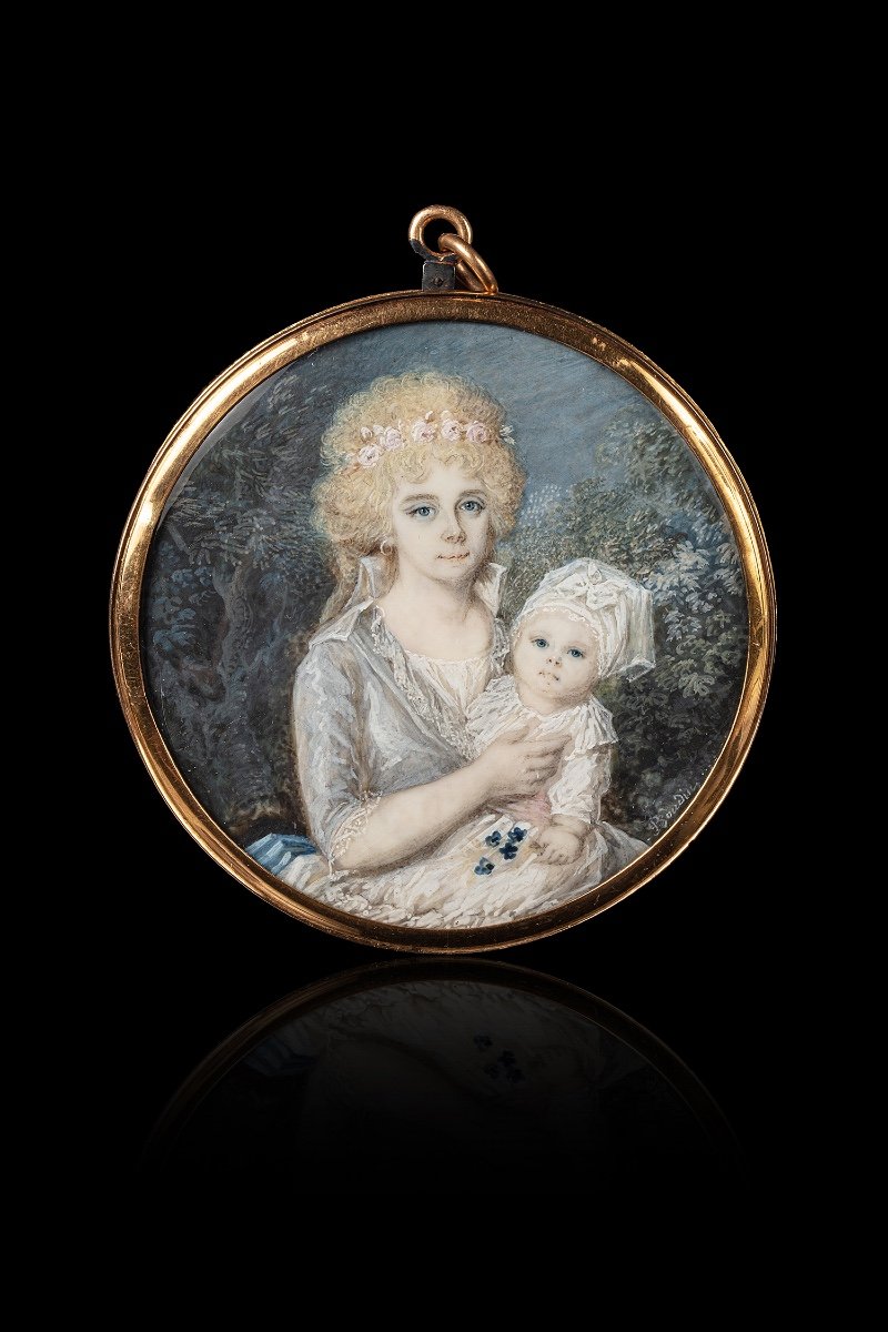 Boudin (active Circa 1785-1810), Madame Geoffroy Holding Her Daughter Marie-adélaïde