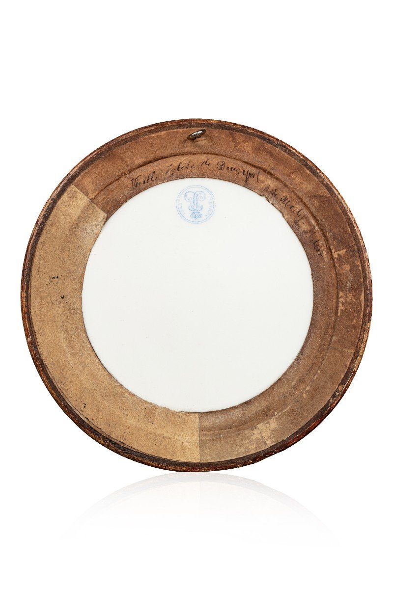 Landscape Painted On A Sèvres Porcelain Plaque, Old Church Of Bougival Near Marly (1841)-photo-2