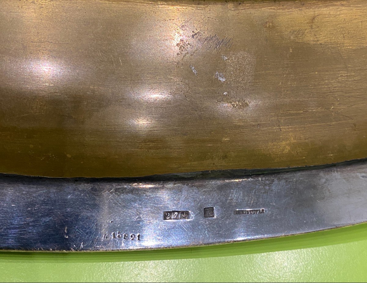 Emperor Napoleon III Service, Large Oval Dish In Silver Plated Metal By Christofle-photo-1