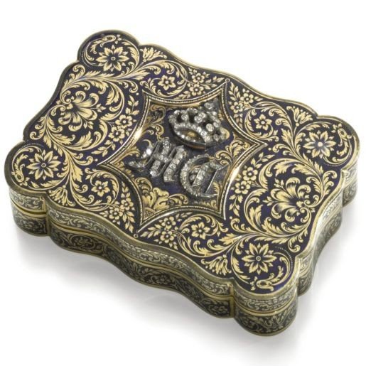 Tabatière  en Or, émail et Diamants au chiffre de Charles-Albert de Savoie, Roi de Sardaigne -photo-1