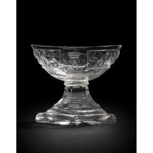 Vonêche Crystal Salt Cellar Engraved With Royal Cipher Probably Of King Leopold I Of Belgium