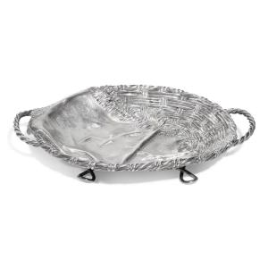 Russian Silver Bread Basket With Trompe l'Oeil Decor By Pavel Ovchinnikov