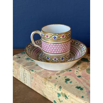 Tasse Litron Et Sa Soucoupe En Porcelaine De Paris époque Louis XVI Fin XVIIIe Siècle