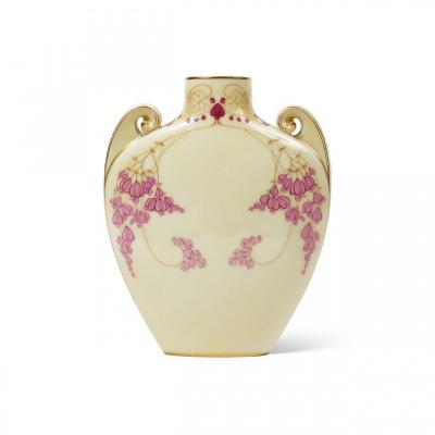 Art Nouveau Soliflore Vase In Sèvres Porcelain Decorated By Louis-jules Trager