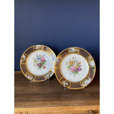 Pair Of Porcelain Plates By Sheet From The Service Of Prince Louis-henri De Bourbon-condé