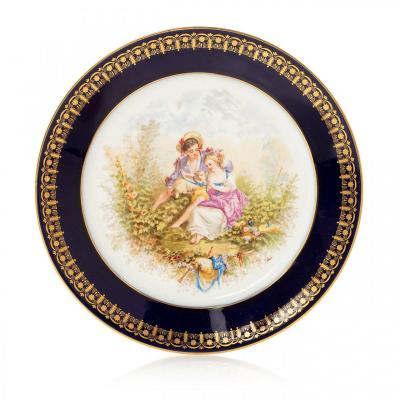 A Sèvres Porcelain Plate Dated 1894 With Galante Scene Sevres