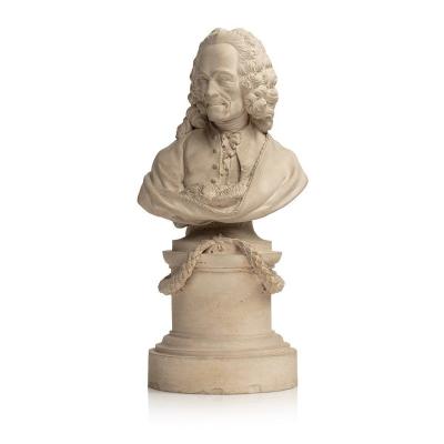 Buste De Voltaire En Terre De Lorraine Par Paul-louis Cyfflé Du XVIIIe Siècle