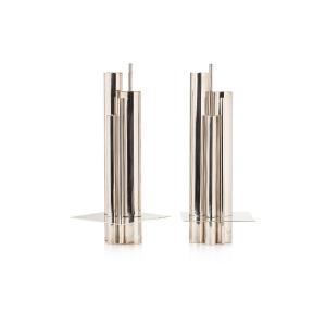 Gio Ponti (1891-1979) Pair Of Silver Metal Vases Organs Christofle Edition Gallia Collection