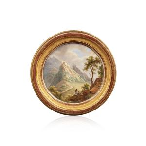 Plate Painted With Landscape On Sèvres Porcelain, Castle Of The Bishops Of Cavaillon