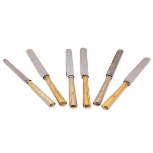 Six Knives In Gilt Metal By Christofle Engraved With Royal Arms Of The Orléans, Château d'Eu