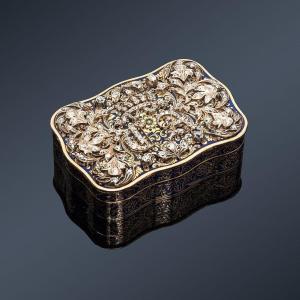 Gold, Enamel And Diamond Snuff Box With The Cipher Of Charles-albert Of Savoy, King Of Sardinia