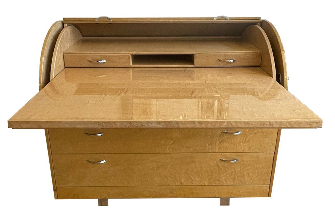 Milieu Du Siècle Secrétaire Commode à écrire  Bois De Ronce. Italie Vers 1970.-photo-1