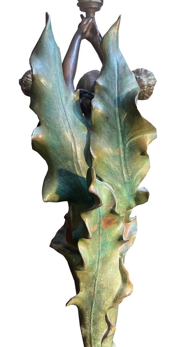 Lamp Bronze Signed: J.causse Inscribed: “le Charon”art Nouveau Lamps Sale 24% Until 24.12.-photo-5