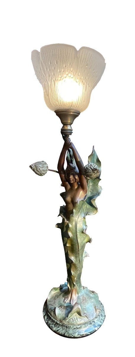 Lamp Bronze Signed: J.causse Inscribed: “le Charon”art Nouveau Lamps Sale 24% Until 24.12.-photo-6