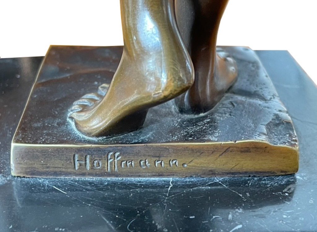 Art Nouveau Bronze Signed: “hoffmann”-photo-4