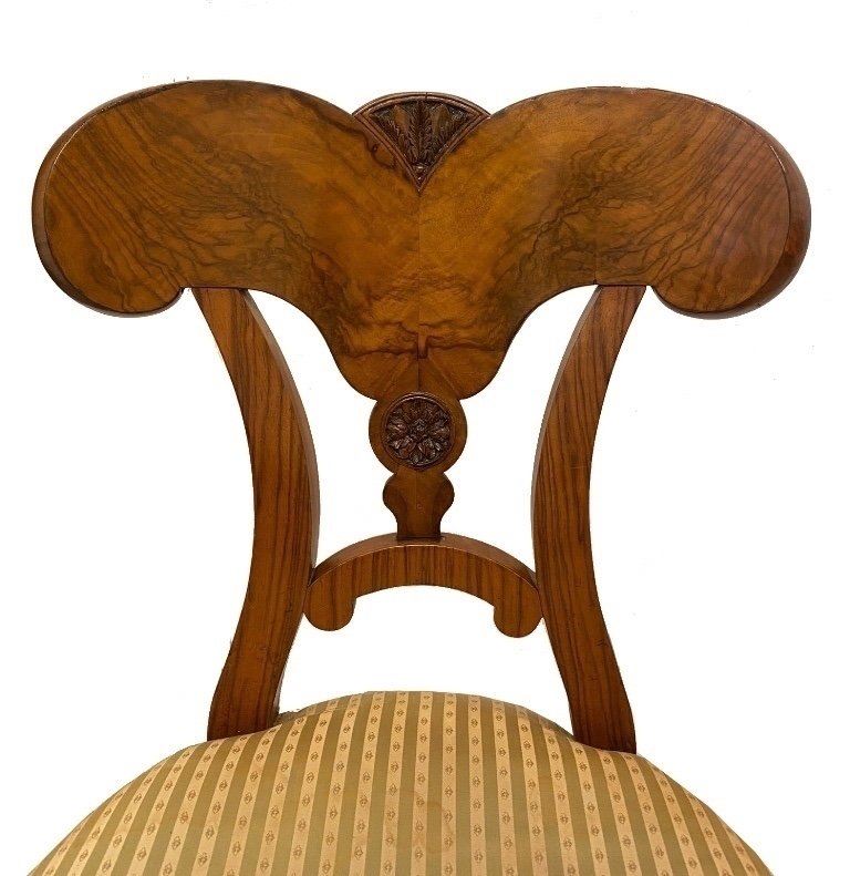Biedermeier Simple Mainz Chair Circa 1820. Walnut Veneered On A Softwood Body-photo-3