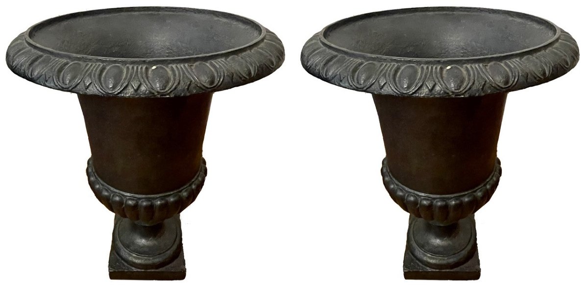 Pair Of Large Iron Vases, 19th Century France, Circa 1860.-photo-4