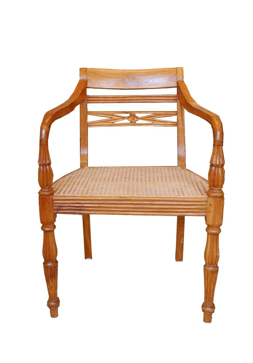 Quatre Fauteuils Identiques Frêne Massif Avec Dossier Légèrement Incliné Et Accoudoirs Sculptés-photo-6