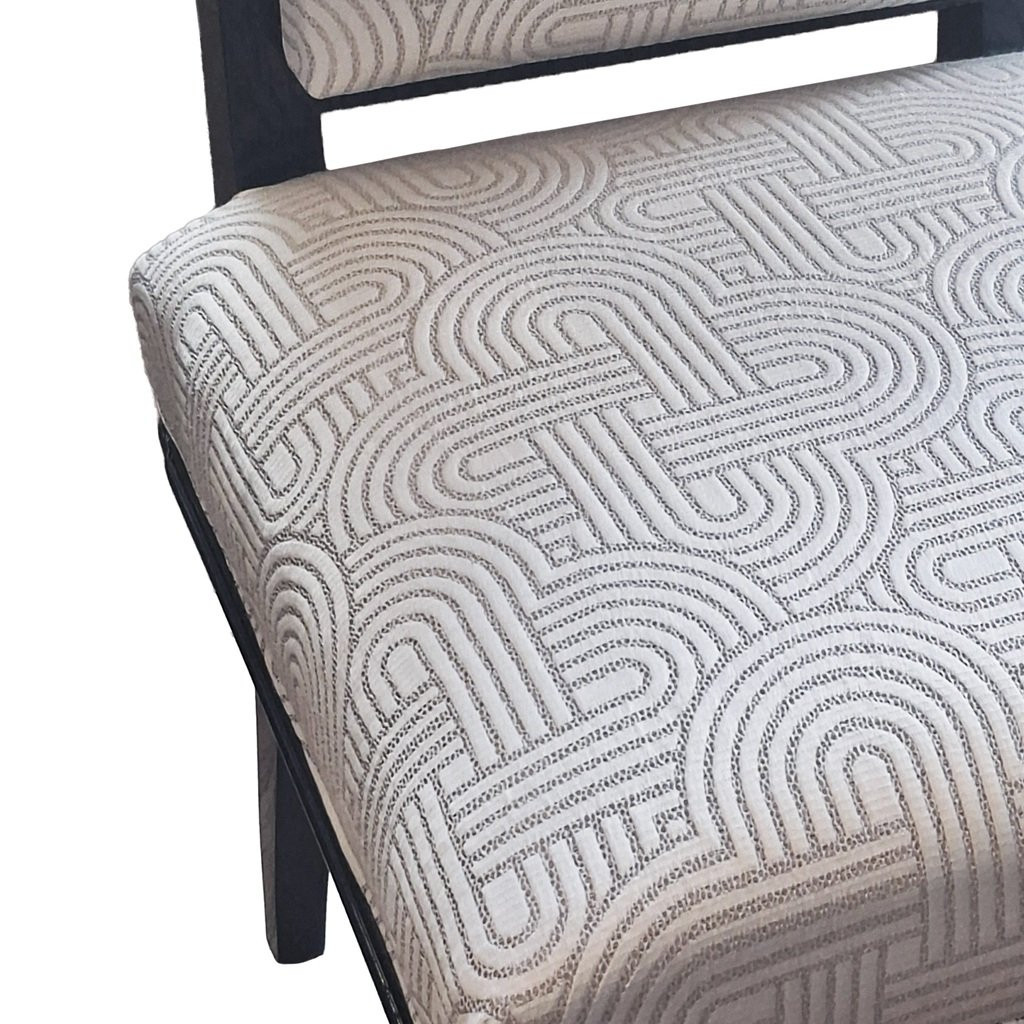 Set Of 6 Identical Art Deco Style Chairs In High Quality Black Lacquered Mahogany Reupholstered-photo-1