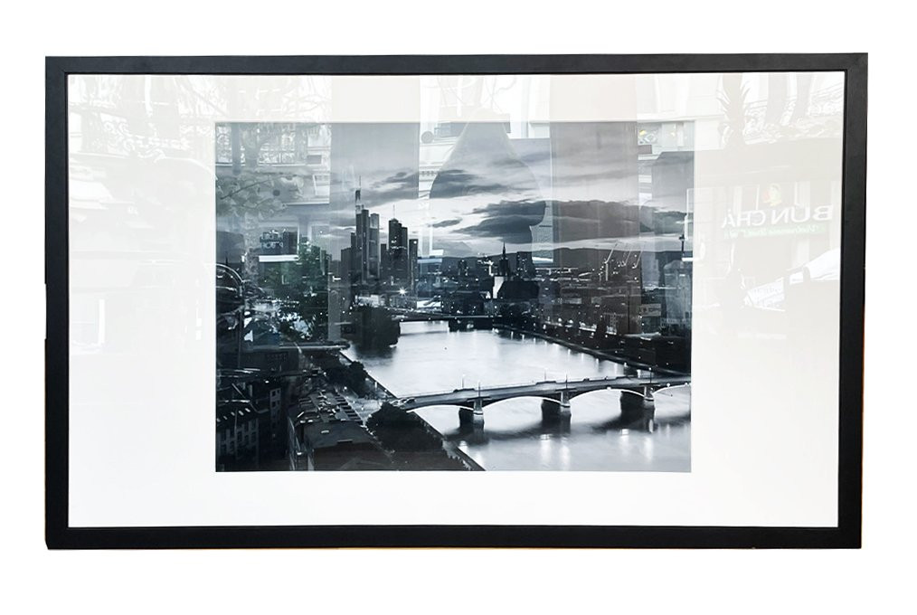 Large Framed Photograph Of Frankfurt Am Main, Matte Black Frame, Acrylic Glass-photo-6