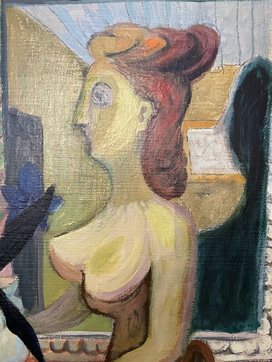 "woman With A Tulip" Artist: Sigismund Kolos-vary, Born In 1899 - Died In 1983. Oil On Canvas-photo-3