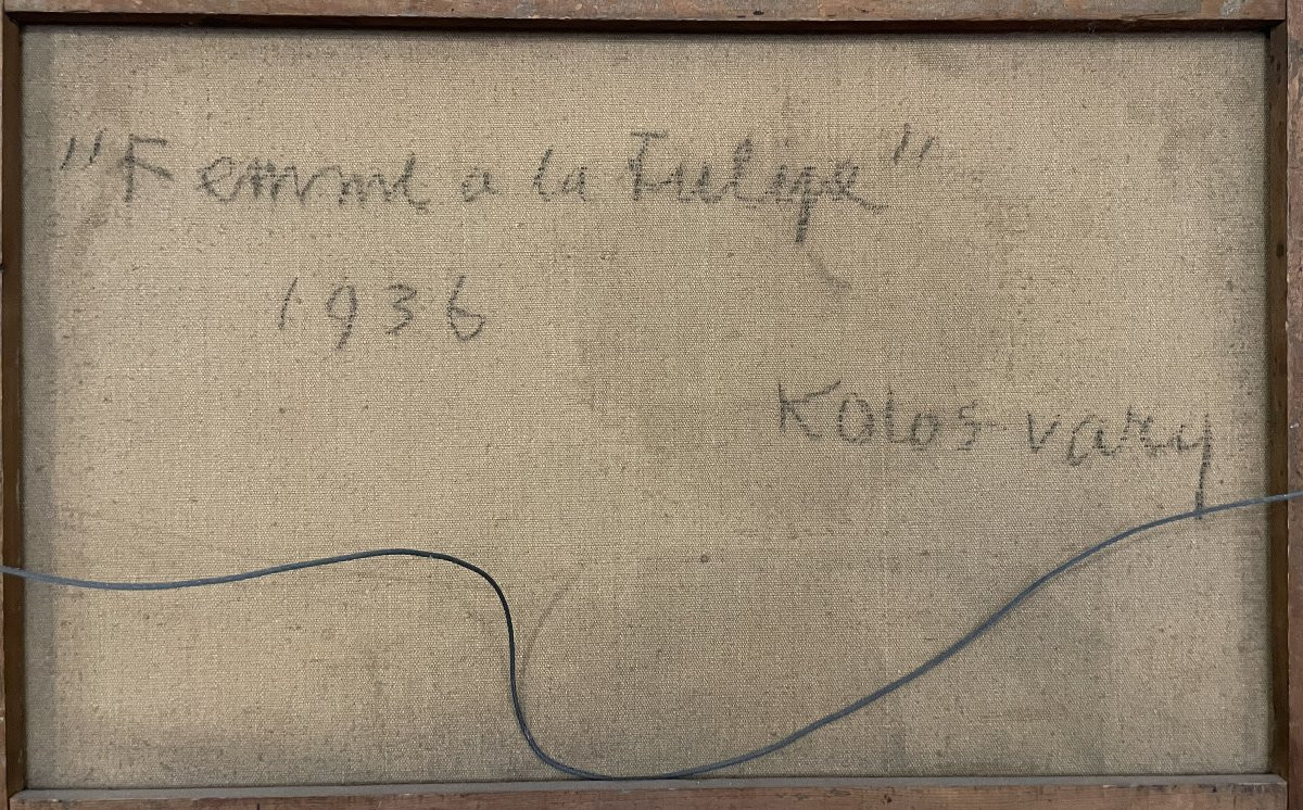 "woman With A Tulip" Artist: Sigismund Kolos-vary, Born In 1899 - Died In 1983. Oil On Canvas-photo-4