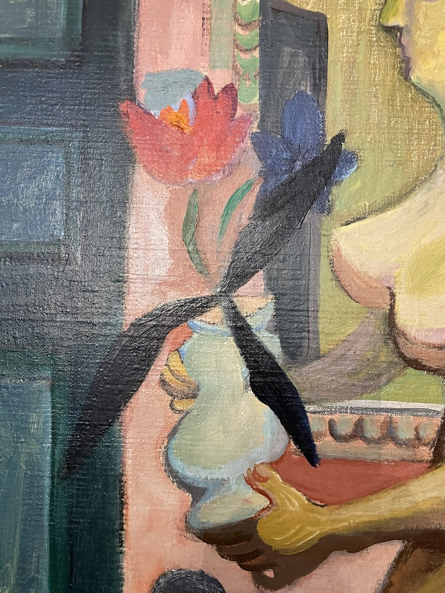 "woman With A Tulip" Artist: Sigismund Kolos-vary, Born In 1899 - Died In 1983. Oil On Canvas-photo-4