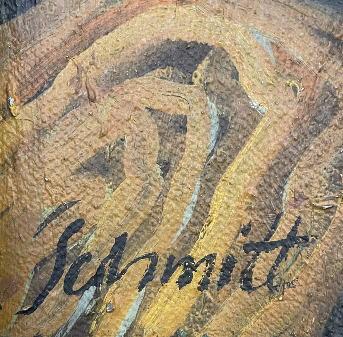 Nature morte cubiste au violon. Artiste : Gilberte Schmitt, née en 1907 - décédée en 2001.Huile-photo-4