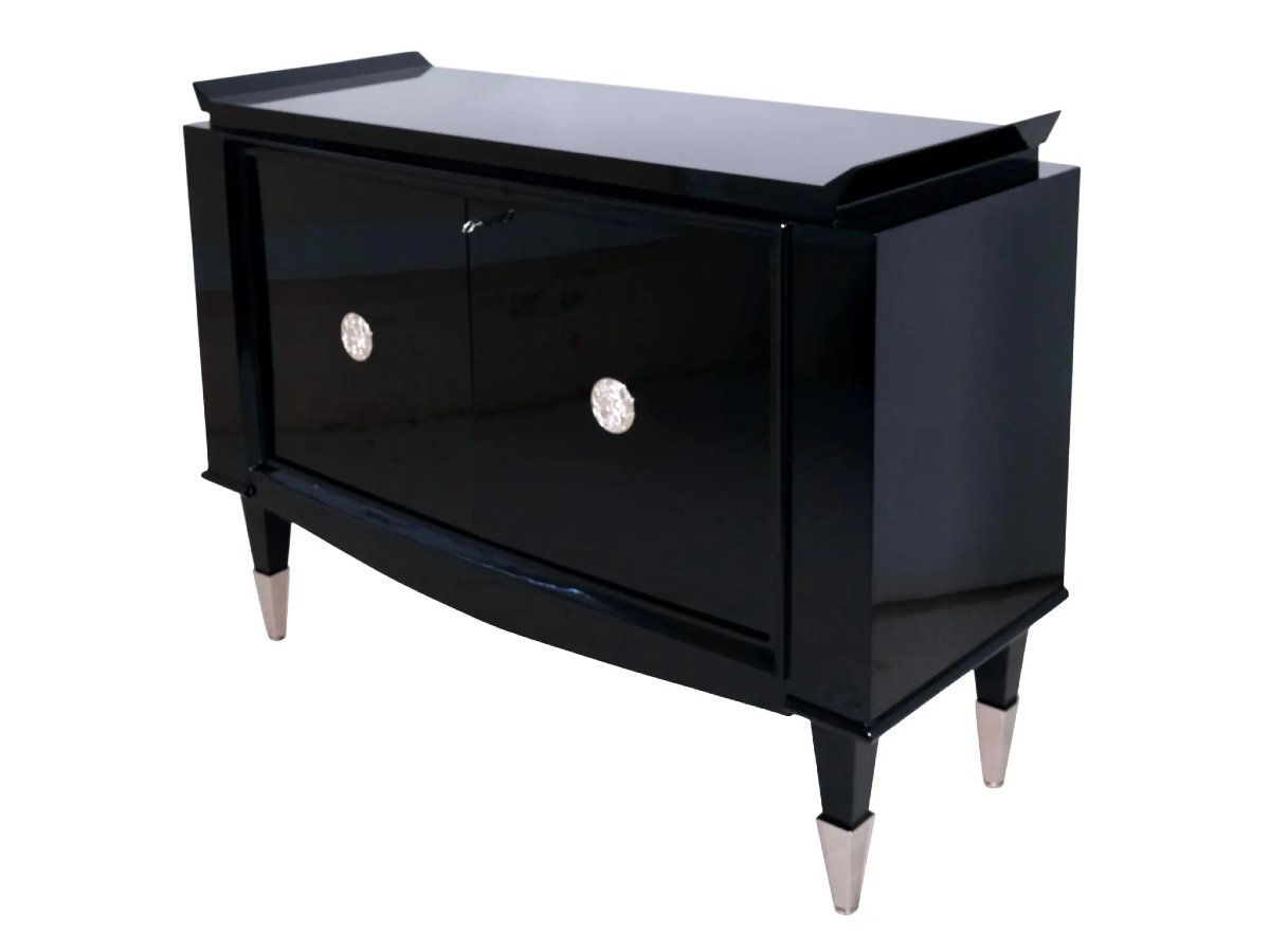 Buffet original et élégant de De Coene & Frères (Belgique), datant d'environ 1940. Laque noire -photo-3