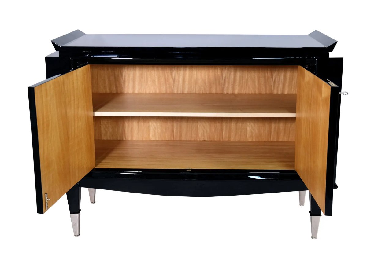 Buffet original et élégant de De Coene & Frères (Belgique), datant d'environ 1940. Laque noire -photo-4