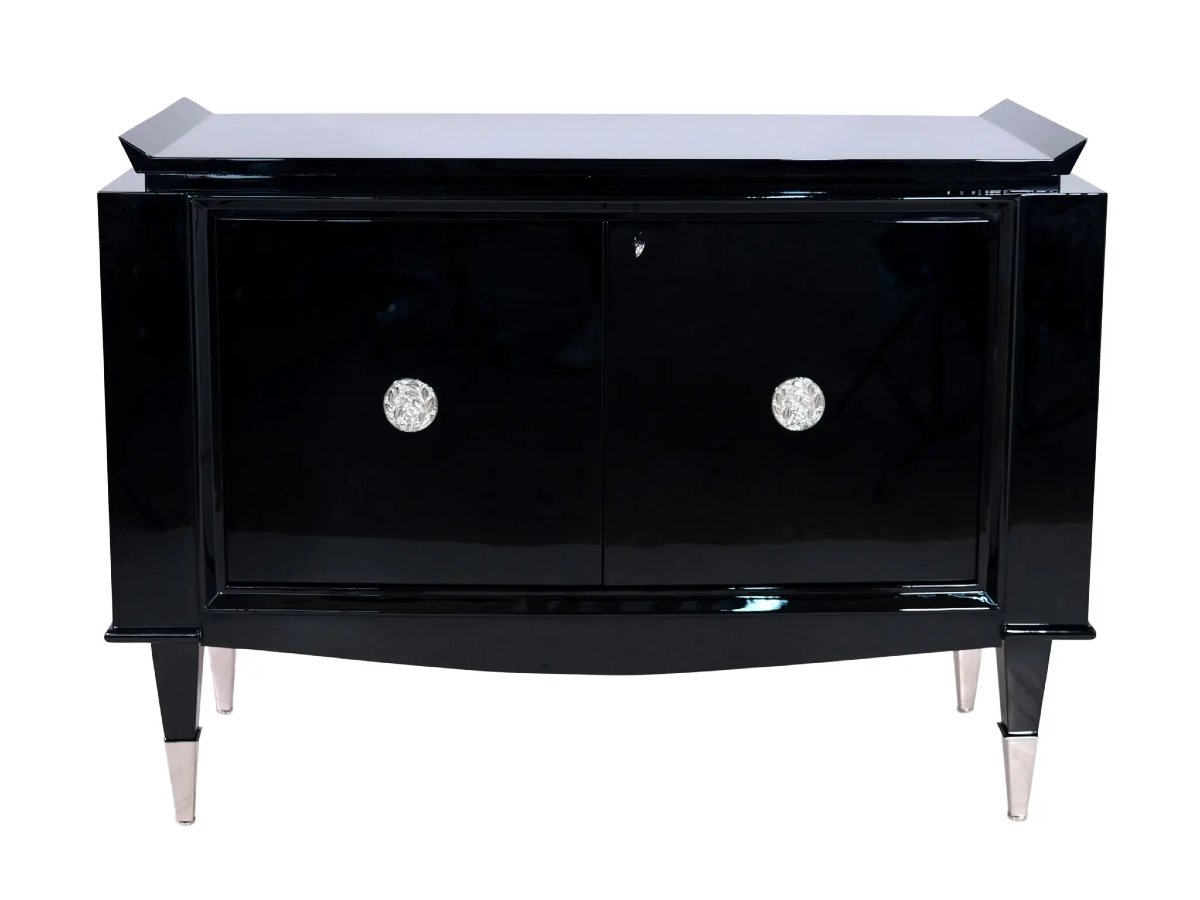 Buffet original et élégant de De Coene & Frères (Belgique), datant d'environ 1940. Laque noire -photo-5