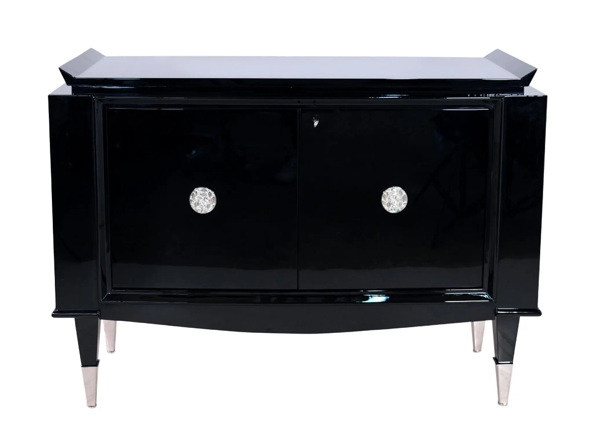 Buffet original et élégant de De Coene & Frères (Belgique), datant d'environ 1940. Laque noire 